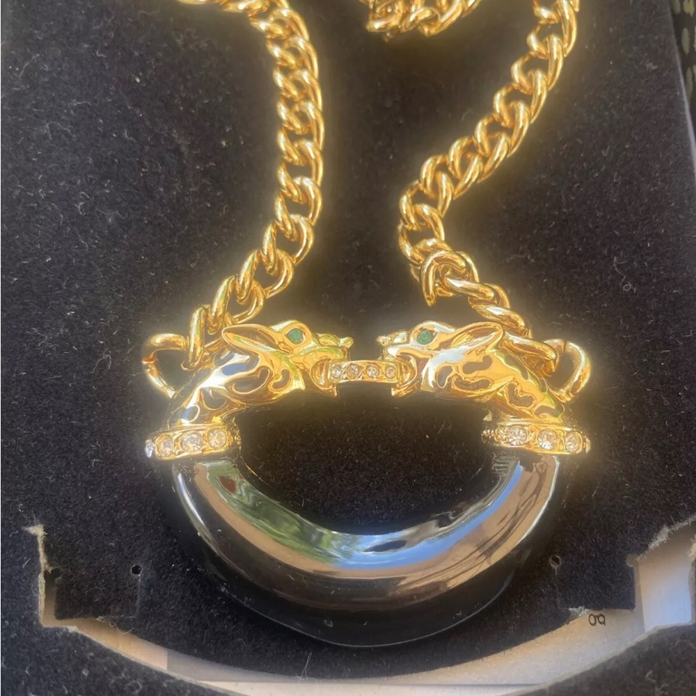 Double Panther head’s In Gold Plated by Jackie Collins